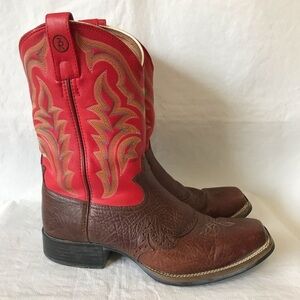 Tony Lama Red Leather Cowboy Boots